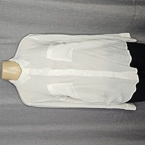 SANCTUARY WHITE TEXTURED SHEER  LONG SKEEVE BLOUSE-SIZE MED